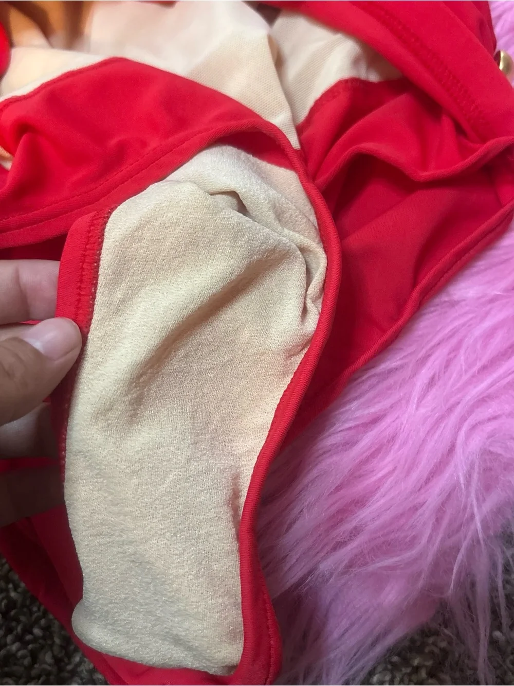Vintage Beach Bay Red One Piece Swimsuit Gold Button Ruched Side Size 10